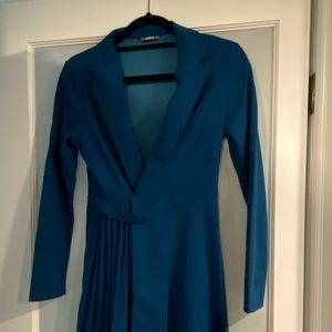 Lapel Neck Pleated Blazer Dress